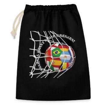 Football knows no boundaries – World ball in the goal net - Gift Bag 30 x 45 cm - black - Front