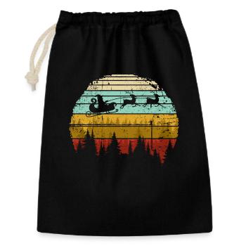 Vintage Sunset Santa Schlitten - Geschenkbeutel aus Baumwolle (30 x 45 cm) - Schwarz - Vorne