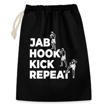 Jab Hook Kick Wiederholen - Geschenkbeutel aus Baumwolle (30 x 45 cm) - Schwarz - Vorne