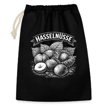 Haselnüsse Banner Illustration - Geschenkbeutel aus Baumwolle (30 x 45 cm) - Schwarz - Vorne