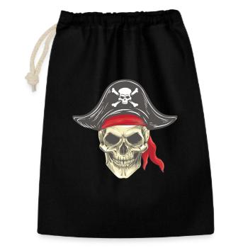 tête de pirate crâne de pirate avec chapeau Bandana - Sac cadeau 30 x 45 cm - noir - Devant