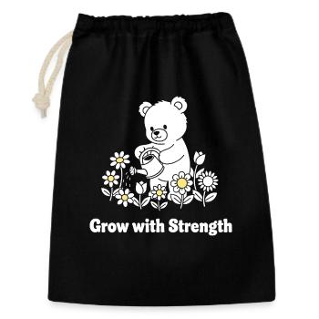 L’ours arrose les fleurs – la force grandit - Sac cadeau 30 x 45 cm - noir - Devant