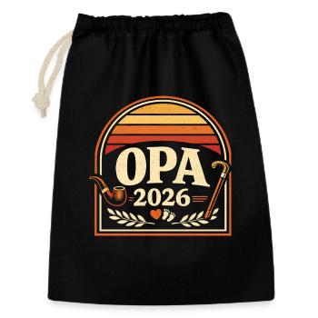 Opa 2026 | Werdender Opa - Geschenkbeutel aus Baumwolle (30 x 45 cm) - Schwarz - Vorne