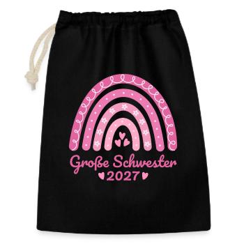 Große Schwester 2027 Regenbogen rosa - Geschenkbeutel aus Baumwolle (30 x 45 cm) - Schwarz - Vorne