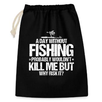 A Day Without Fishing - Gift Bag 30 x 45 cm - black - Front