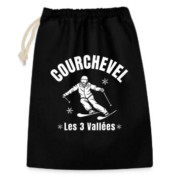Courchevel, station de ski, domaine skiable - Sac cadeau 30 x 45 cm - noir - Devant