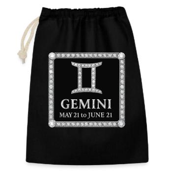 Signe du zodiaque Gémeaux - Sac cadeau 30 x 45 cm - noir - Devant