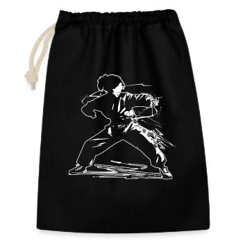 Karateka Girl dessinant - Sac cadeau 30 x 45 cm - noir - Devant