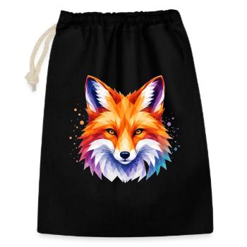 Fuchs Design – Polygon Fox Motiv für Tierliebhaber - Geschenkbeutel aus Baumwolle (30 x 45 cm) - Schwarz - Vorne
