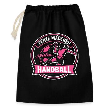 handball mädchen lustig torwart geschenk - Geschenkbeutel aus Baumwolle (30 x 45 cm) - Schwarz - Vorne