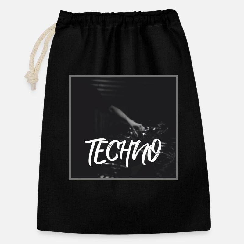 Energiegeladenes Techno-Design mit DJ-Motiv - Geschenkbeutel aus Baumwolle (30 x 45 cm) - Schwarz