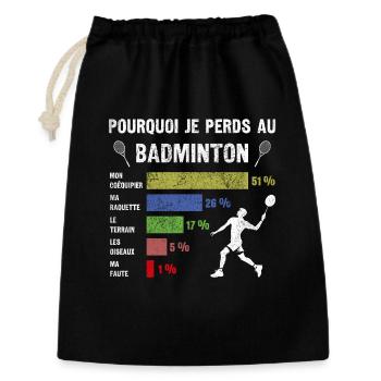 Ich kann nicht Ich Badminton Geschenkidee Humor Papa - Geschenkbeutel aus Baumwolle (30 x 45 cm) - Schwarz - Vorne
