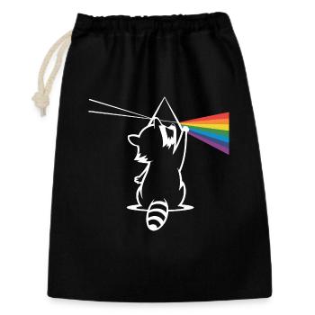 Waschbär Mit Prisma Und Regenbogen Spektrum - Geschenkbeutel aus Baumwolle (30 x 45 cm) - Schwarz - Vorne