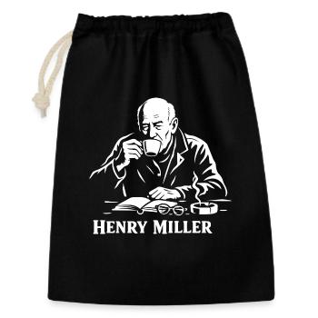 Henry Miller Café Reader - Geschenkbeutel aus Baumwolle (30 x 45 cm) - Schwarz - Vorne