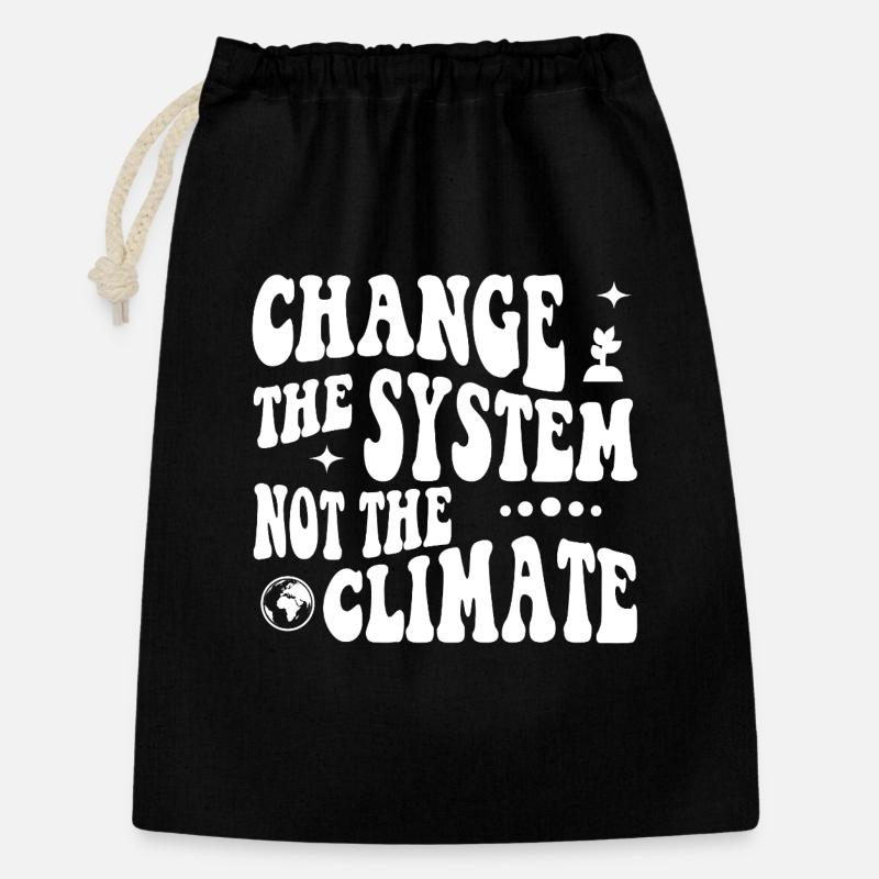 Change the system, not the climate - Geschenkbeutel aus Baumwolle (30 x 45 cm) - Schwarz