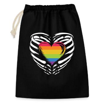 LGBTQ Pride Monat - Regenbogenherz - Geschenkbeutel aus Baumwolle (30 x 45 cm) - Schwarz - Vorne