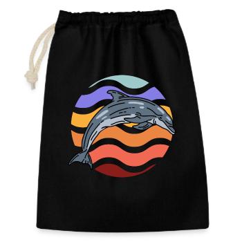 Dolphin in wave pattern - Gift Bag 30 x 45 cm - black - Front
