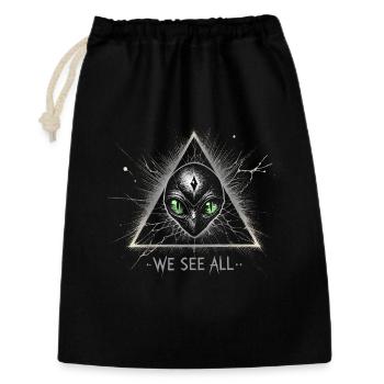 Alien Dreieck Wir sehen alle Kosmisches Symbol T-Shirt - Geschenkbeutel aus Baumwolle (30 x 45 cm) - Schwarz - Vorne