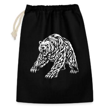 Motif grizzli tribal – Ours sauvage - Sac cadeau 30 x 45 cm - noir - Devant