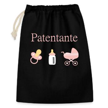 Patentante Geburt Mädchen Taufe - Geschenkbeutel aus Baumwolle (30 x 45 cm) - Schwarz - Vorne