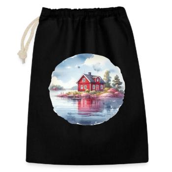 Maison suédoise cadeau de vacances maison suédoise - Sac cadeau 30 x 45 cm - noir - Devant