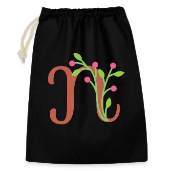 Elegant letter 'N' with flowers - Gift Bag 30 x 45 cm - black - Front