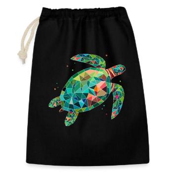bunte Wasserschildkröte –Farbenfrohes Meeresdesign - Geschenkbeutel aus Baumwolle (30 x 45 cm) - Schwarz - Vorne