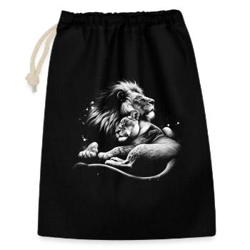 Leo and lioness - Romantic symbol of love - Gift Bag 30 x 45 cm - black - Front