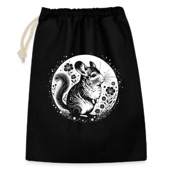 Chinchilla with moon and flowers - Gift Bag 30 x 45 cm - black - Front