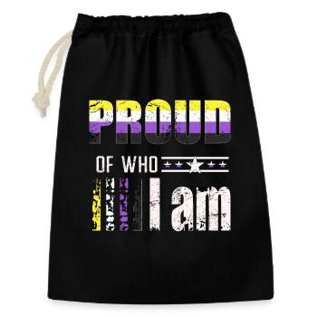 Proud of who I am Non binaire LGBT - Sac cadeau 30 x 45 cm - noir - Devant