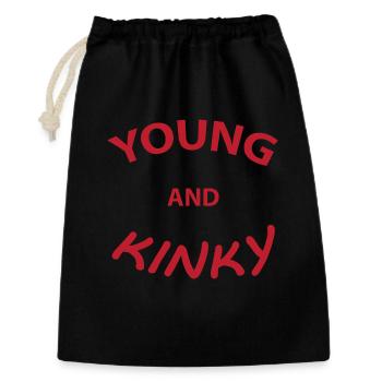 Text T-Shirt Design Young und Kinky Geschenkidee. - Geschenkbeutel aus Baumwolle (30 x 45 cm) - Schwarz - Vorne