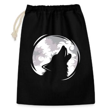Wolf Wölfe jaulen Mond Abend Dunkel Tiere Natur - Geschenkbeutel aus Baumwolle (30 x 45 cm) - Schwarz - Vorne