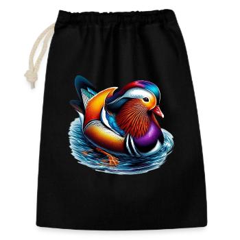 Canard mandarin - Sac cadeau 30 x 45 cm - noir - Devant