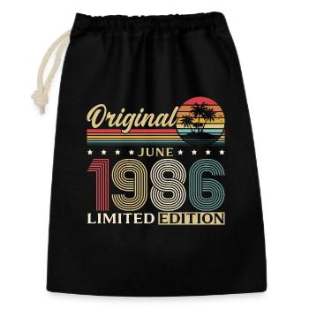 Cadeau du 40e anniversaire Millésime de juin 1986 - Sac cadeau 30 x 45 cm - noir - Devant
