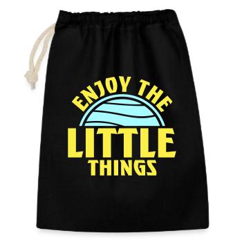 Enjoy The Little Things Dankbarkeit Achtsamkeit - Geschenkbeutel aus Baumwolle (30 x 45 cm) - Schwarz - Vorne