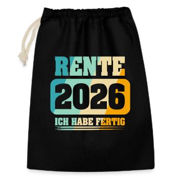 Rentner Rente 2026 - Geschenkbeutel aus Baumwolle (30 x 45 cm) - Schwarz - Vorne