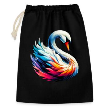 Schwan - Geschenkbeutel aus Baumwolle (30 x 45 cm) - Schwarz - Vorne