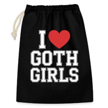 Ich liebe Goth Girls - Geschenkbeutel aus Baumwolle (30 x 45 cm) - Schwarz - Vorne
