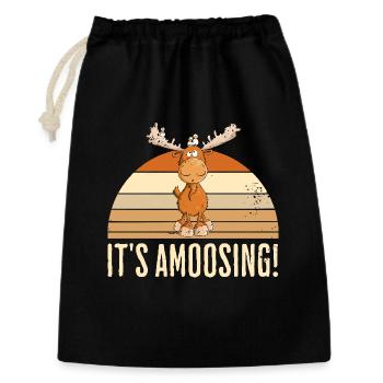 Droll orignal motif animal Scandinavie dicton d’orignal - Sac cadeau 30 x 45 cm - noir - Devant