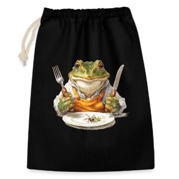Cuisinier grenouille avec fourchette et couteau - Sac cadeau 30 x 45 cm - noir - Devant