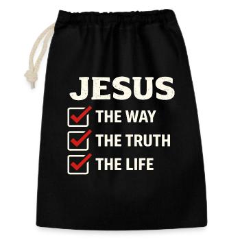Verset biblique de Jésus, La voie de la vérité, la vie - Sac cadeau 30 x 45 cm - noir - Devant