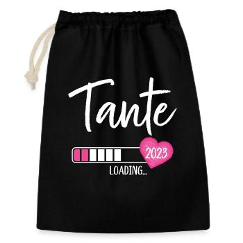Tante Loading 2023 Herz Nichte Mädchen - Geschenkbeutel aus Baumwolle (30 x 45 cm) - Schwarz - Vorne