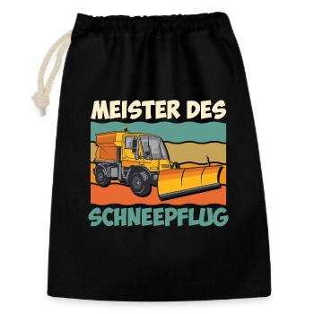 Winterdienst MEISTER DES SCHNEEPFLUG Lustiges - Geschenkbeutel aus Baumwolle (30 x 45 cm) - Schwarz - Vorne