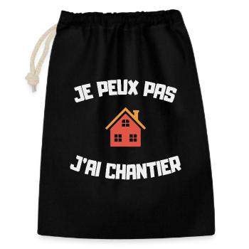 Je peux pas j’ai chantier humour bricolage maison - Sac cadeau 30 x 45 cm - noir - Devant