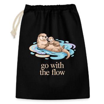 La famille de la loutre se laisse porter - Sac cadeau 30 x 45 cm - noir - Devant