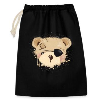niedliches Piraten Teddy Graffiti mit Augenklappe - Geschenkbeutel aus Baumwolle (30 x 45 cm) - Schwarz - Vorne