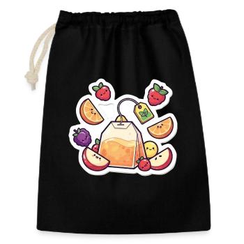 Thé Fruity Lunchbag ,Autocollant de dessin animé de thé - Sac cadeau 30 x 45 cm - noir - Devant
