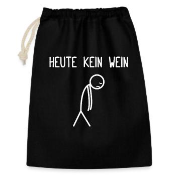Heute kein Wein Weinliebhaber Weintrinker - Geschenkbeutel aus Baumwolle (30 x 45 cm) - Schwarz - Vorne