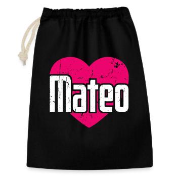 I Love Mateo Pinkes Herz Ich liebe Mateo - Geschenkbeutel aus Baumwolle (30 x 45 cm) - Schwarz - Vorne
