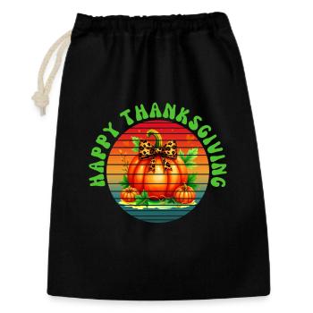 Frohes Thanksgiving - Geschenkbeutel aus Baumwolle (30 x 45 cm) - Schwarz - Vorne